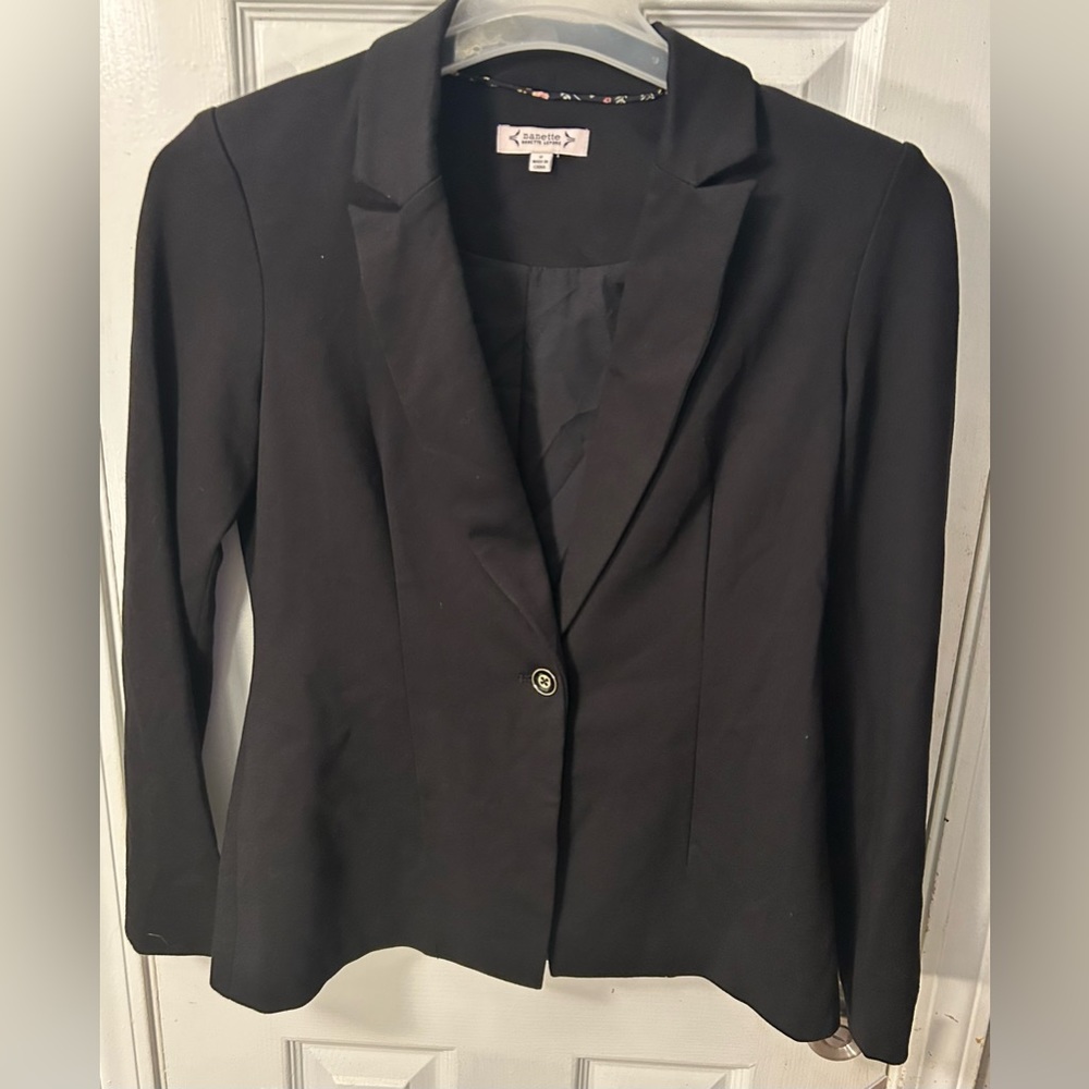 Nanette Lepore Very Black  Notched Collar Blazer Jacket Sz 2 Nwtgs